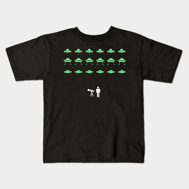 Funny UFO Space Aliens Kids T-Shirt by MeatMan